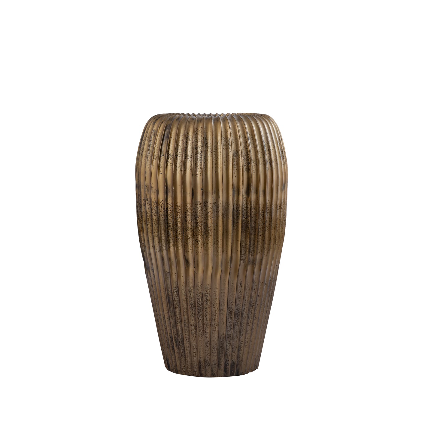 Russel Gold Alu Round Pot Ribbed Low