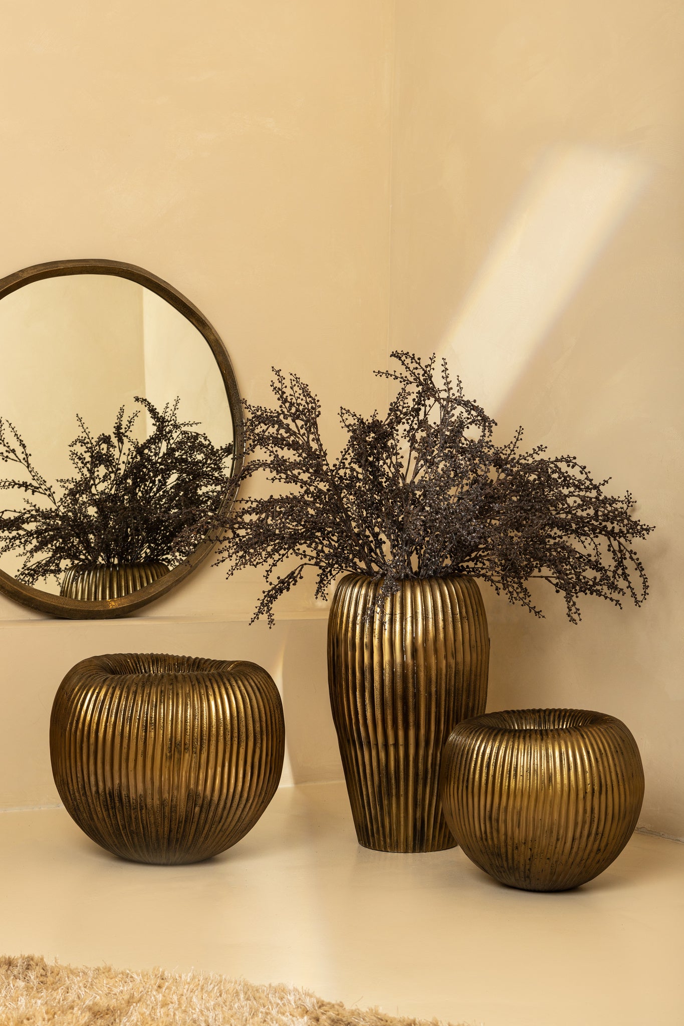 Russel Gold Alu Round Pot Ribbed High