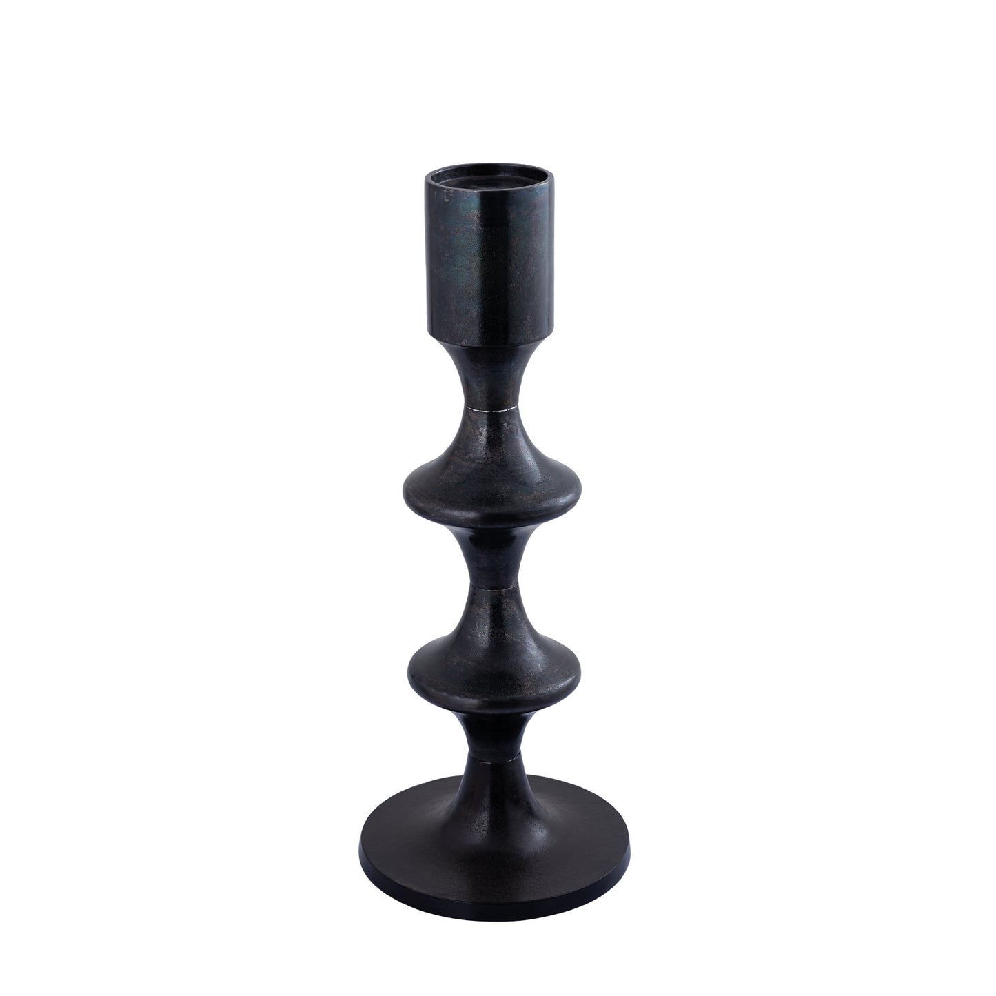 Taika Black Alu Round Candle Holder Tabs Low