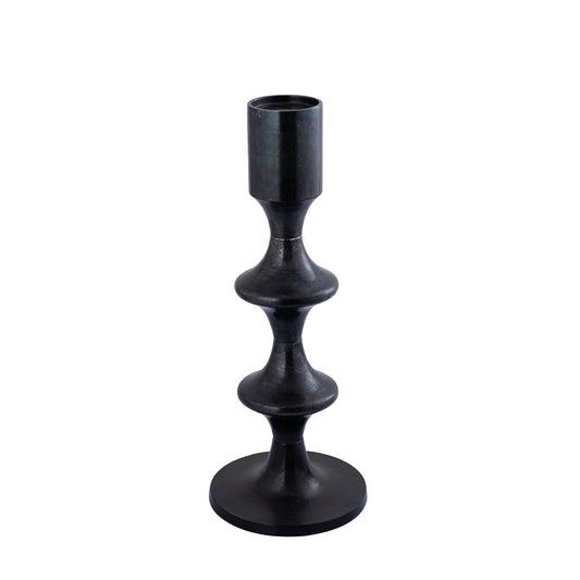 Taika Black Alu Round Candle Holder Tabs Low