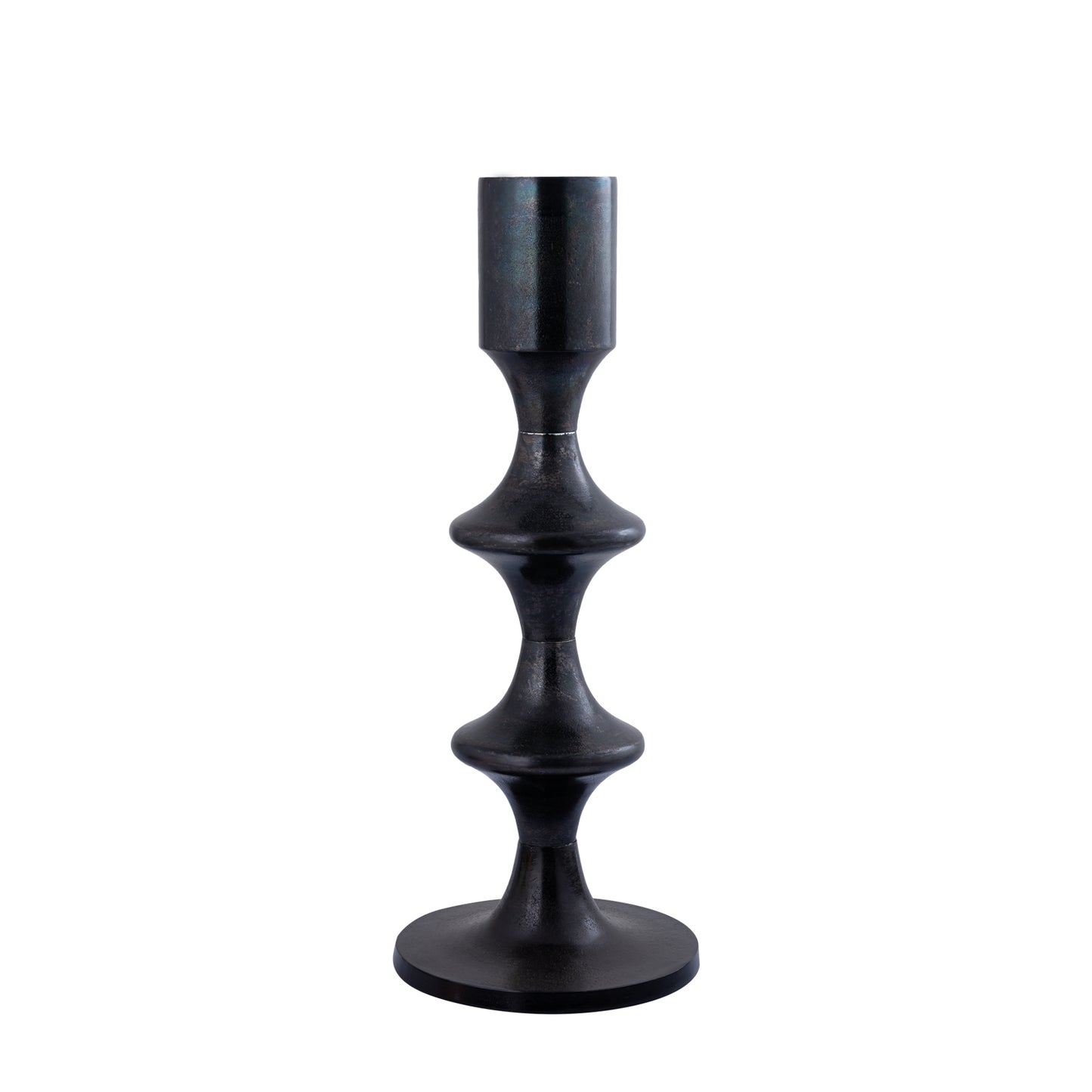 Taika Black Alu Round Candle Holder Tabs Low