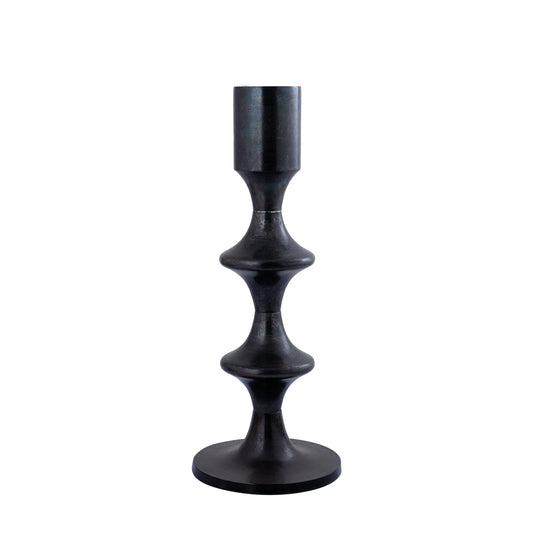 Taika Black Alu Round Candle Holder Tabs Low