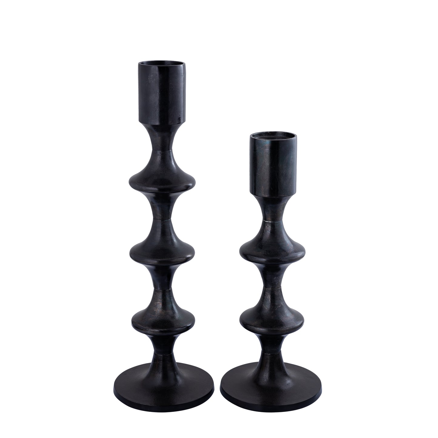 Taika Black Alu Round Candle Holder Tabs Low