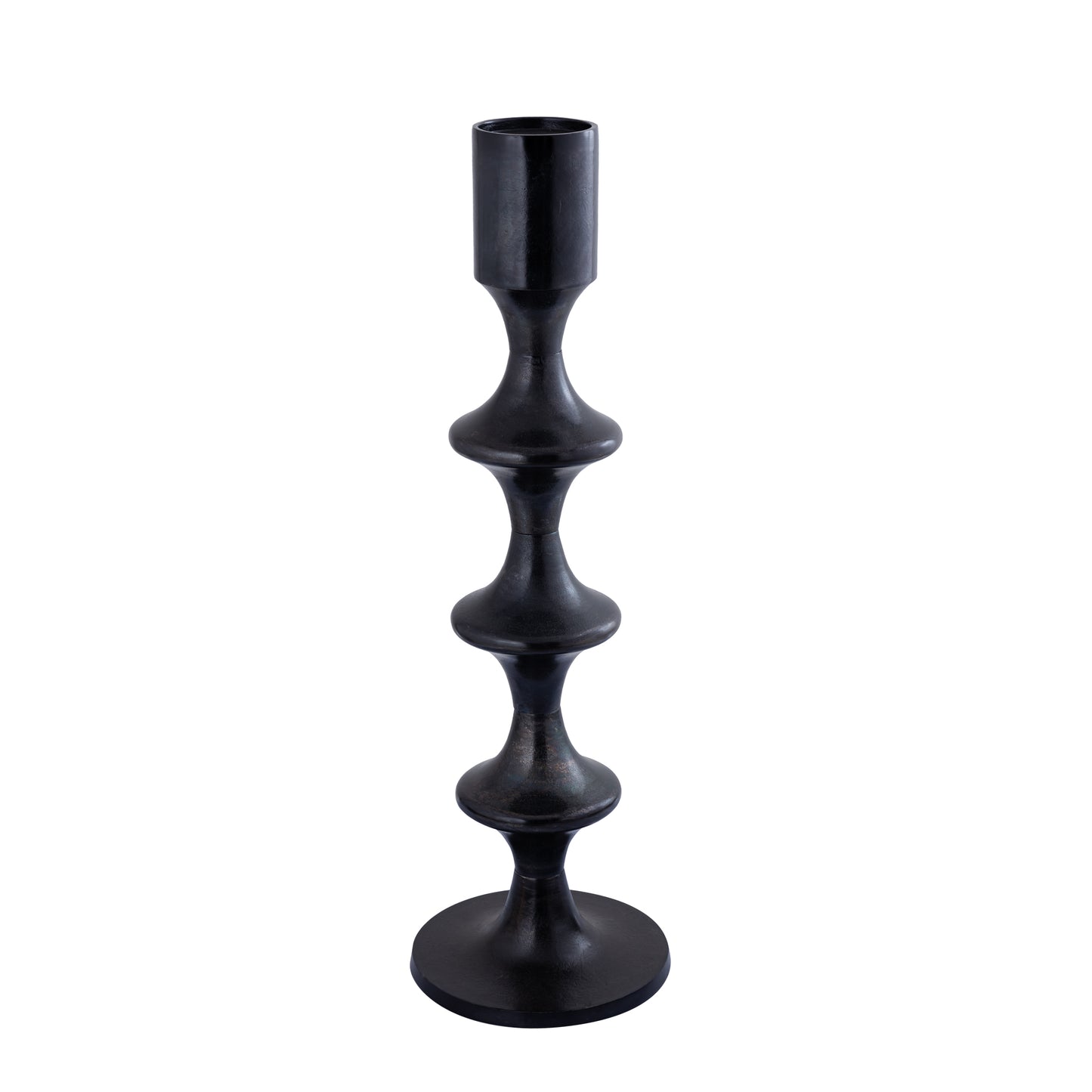 Taika Black Alu Round Candle Holder Tabs High