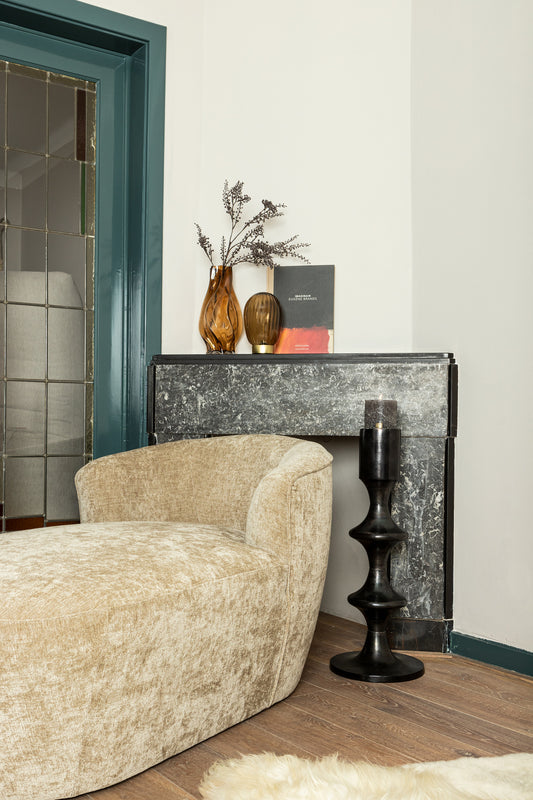 Taika Black Alu Round Candle Holder Tabs High