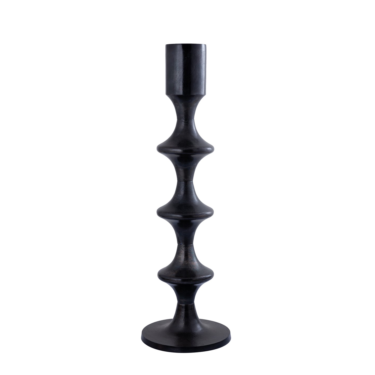 Taika Black Alu Round Candle Holder Tabs High