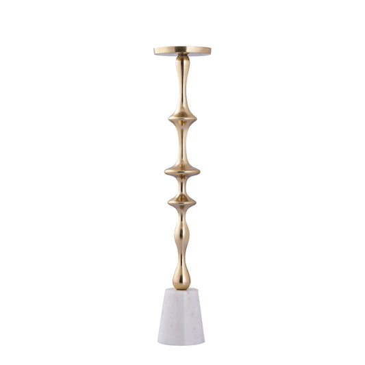Cassady Gold Alu Candle Holder On Marble Base L