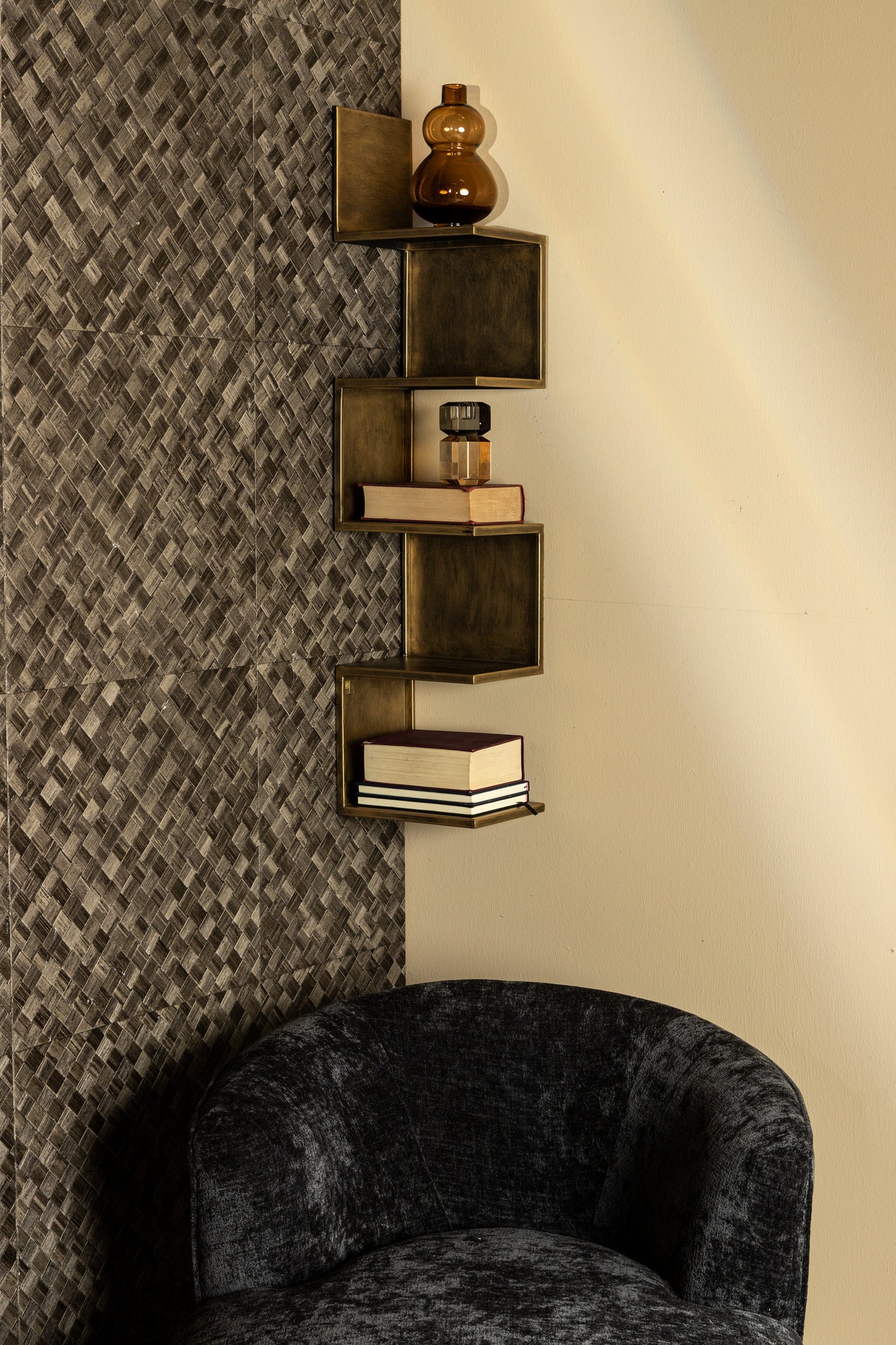 Duane Black Steel Wall Rack Squared Corners