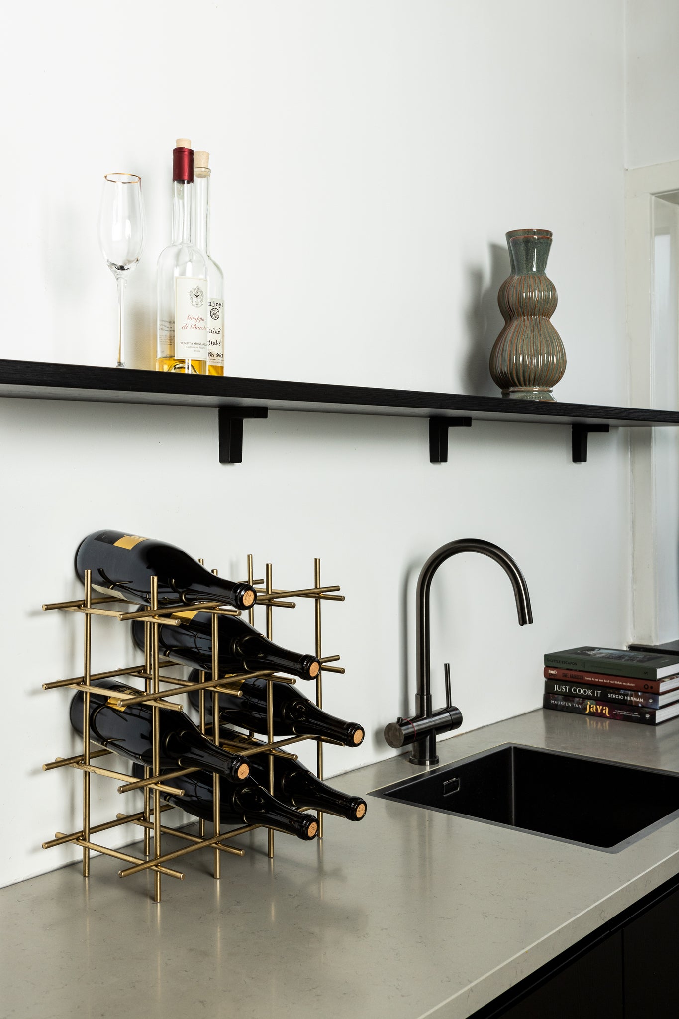 Gordo Brass Steel Square Open Frame Wine Rack