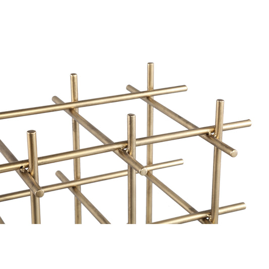 Gordo Messing Stalen Wijnrek Vierkant Open Frame Set van 2 - 2 Sets 40x40x24 cm
