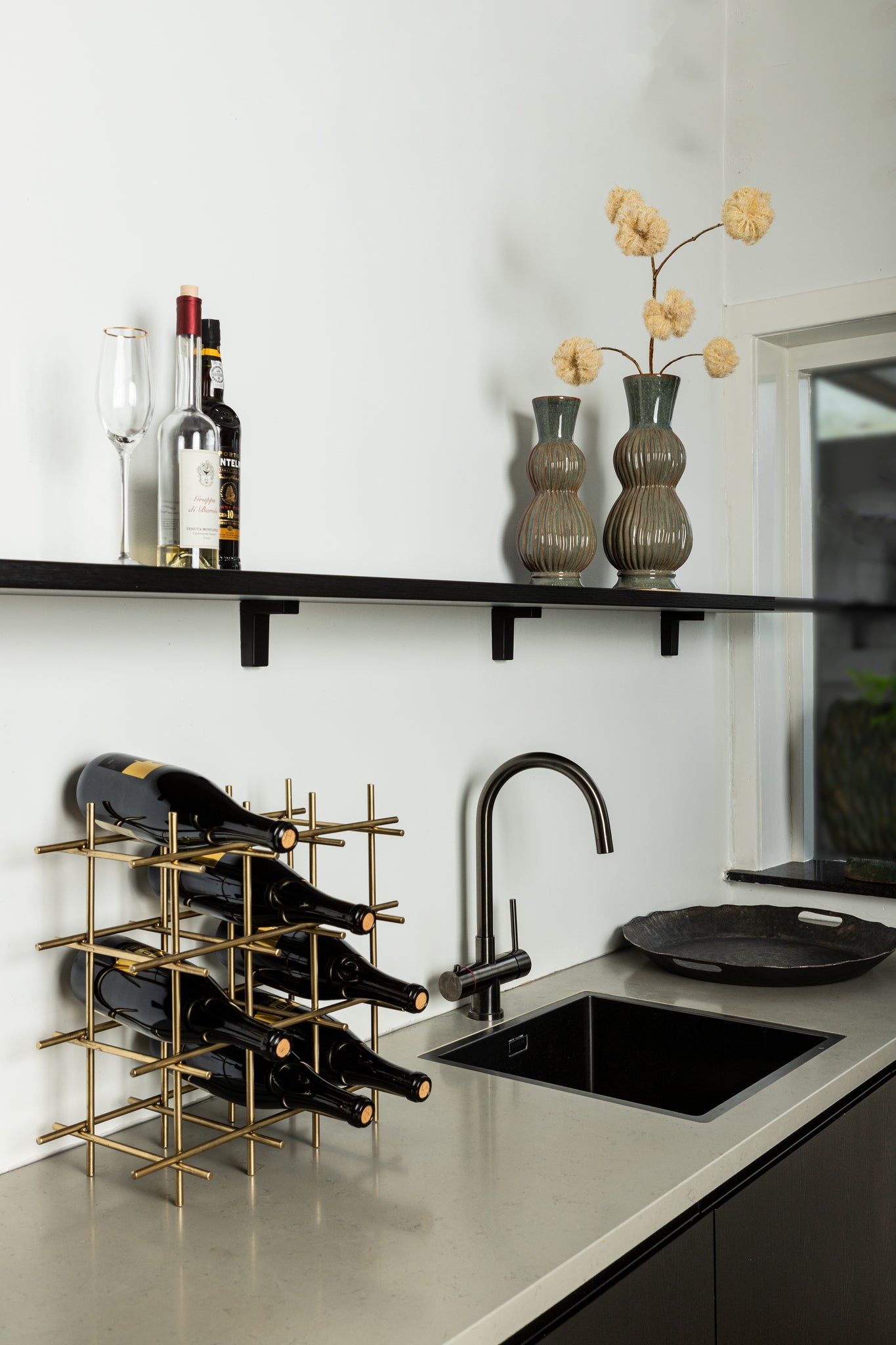 Gordo Brass Steel Square Open Frame Wine Rack