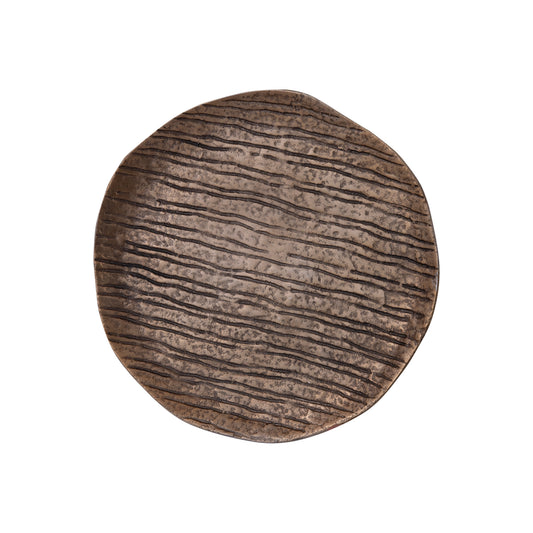Grail Gouden Aluminium Dienblad Met Strepen Rond M Set van 4 2x32x32 cm