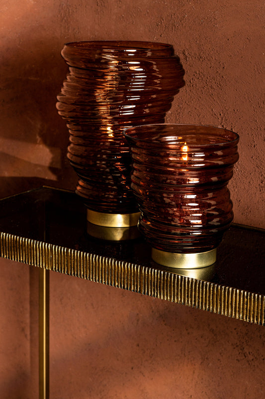 Lane Brown Glass Ribbed Swirl Stormlight L