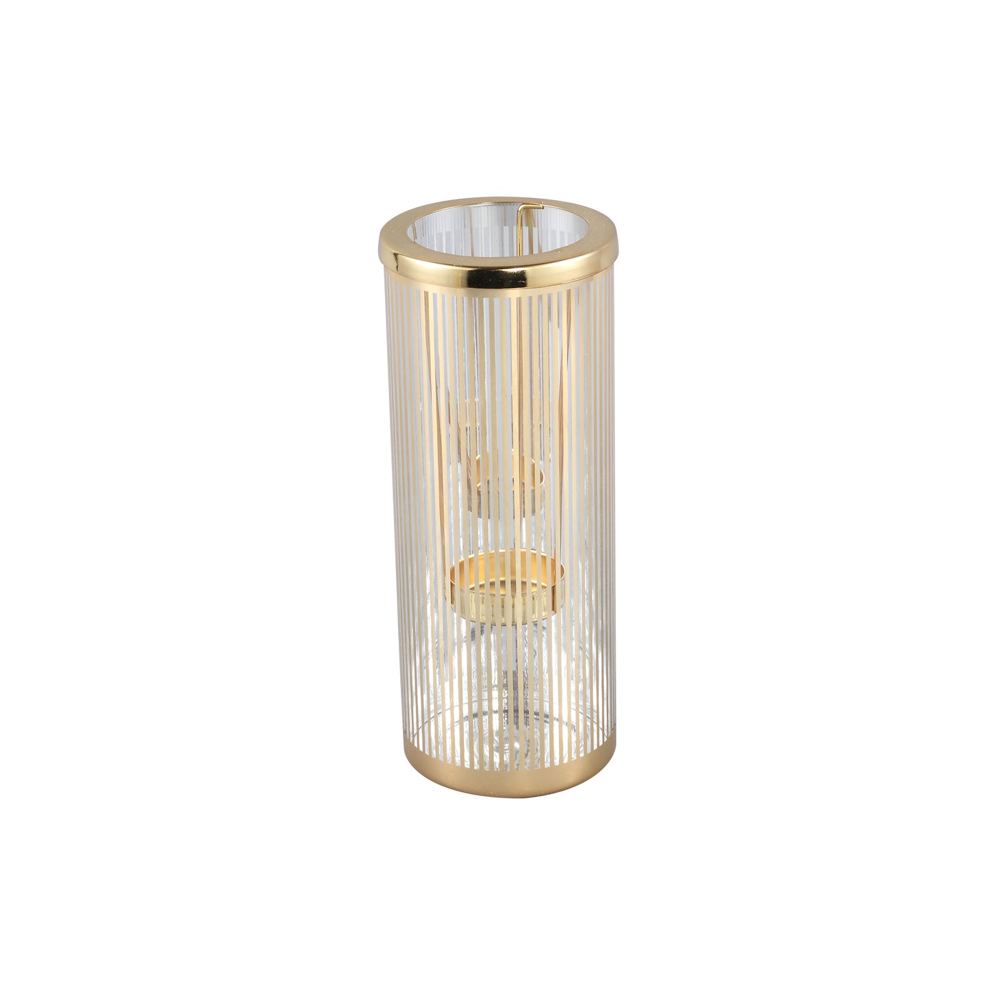 Ella Gold Glass Striped Tealight Holder M
