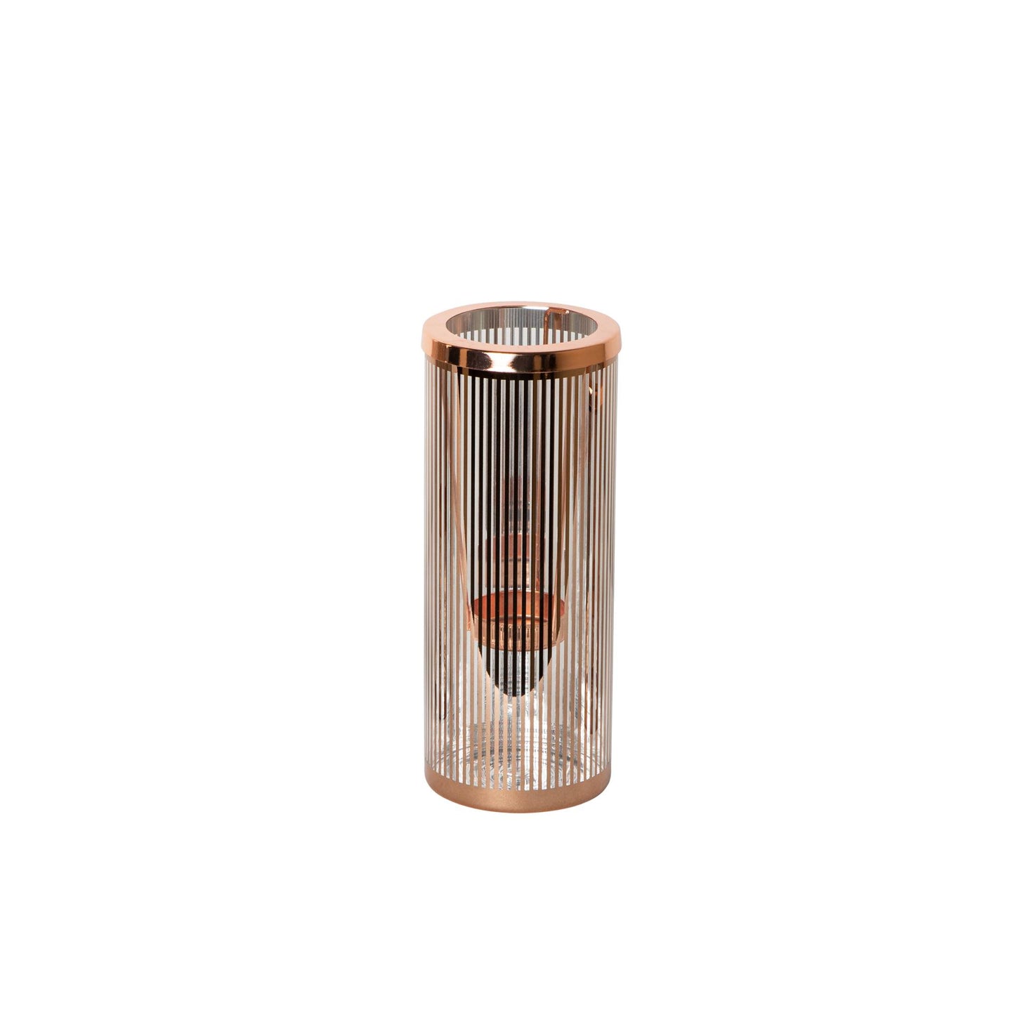 Ella Copper Glass Striped Tealight Holder M