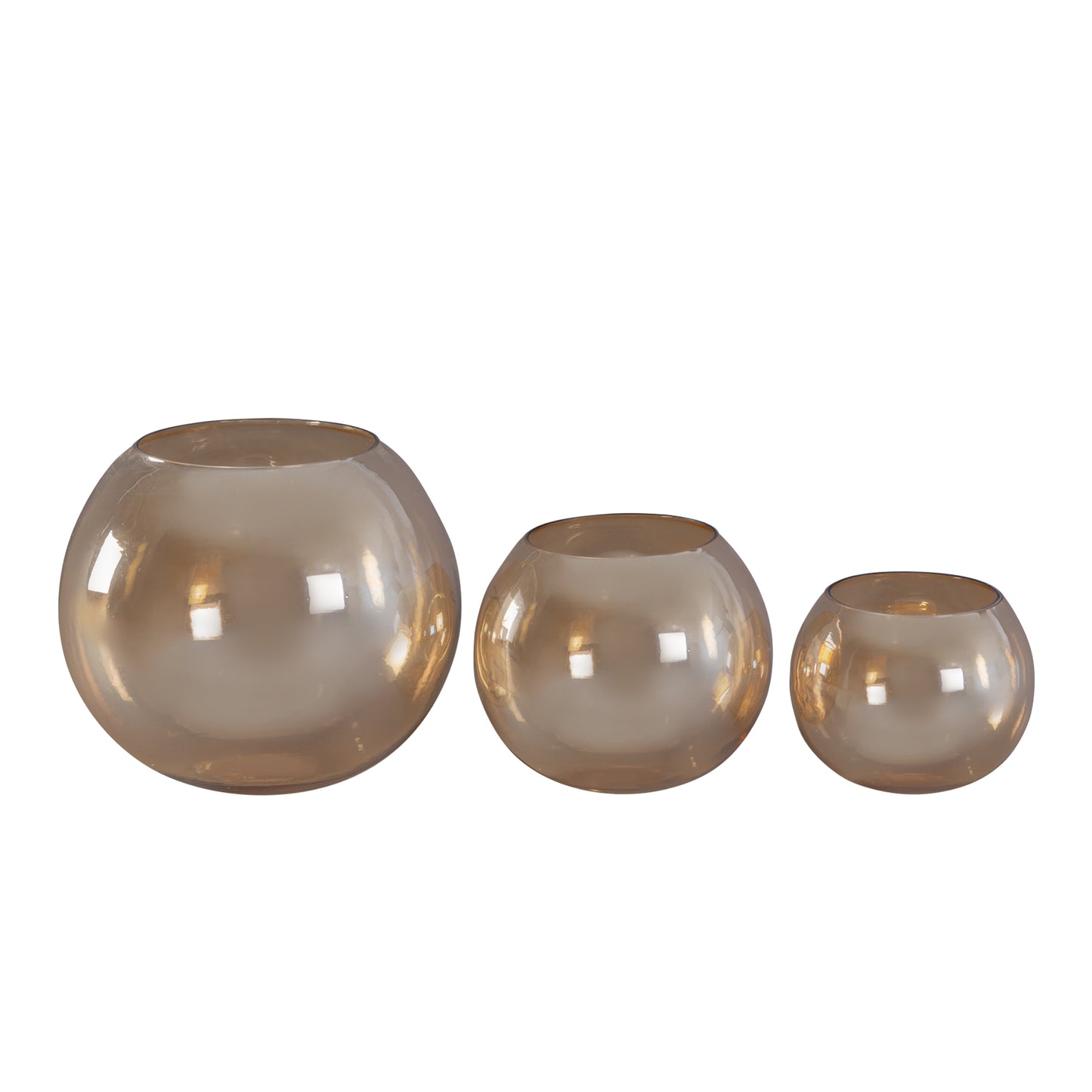 Lenore Gouden Glans Glas Rond Windlicht Klein Set van 6 13x13x13 cm