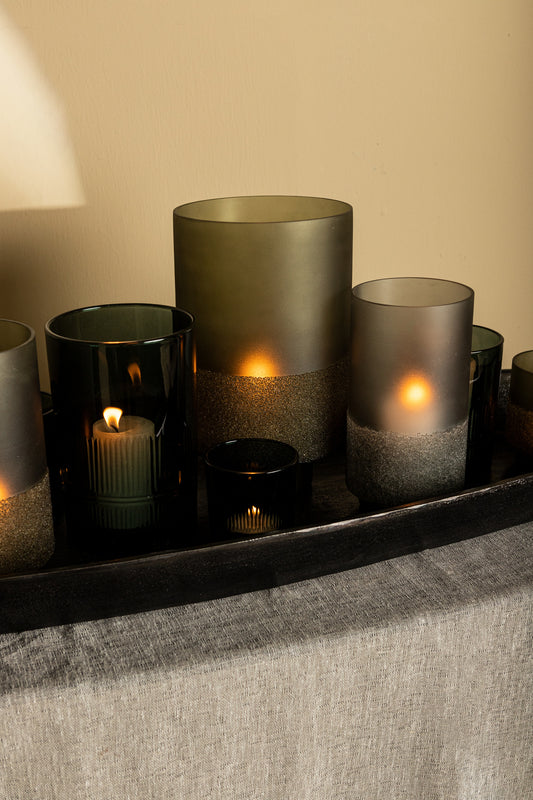 Miral Grey Glass Round Stormlight Frosted BottomS