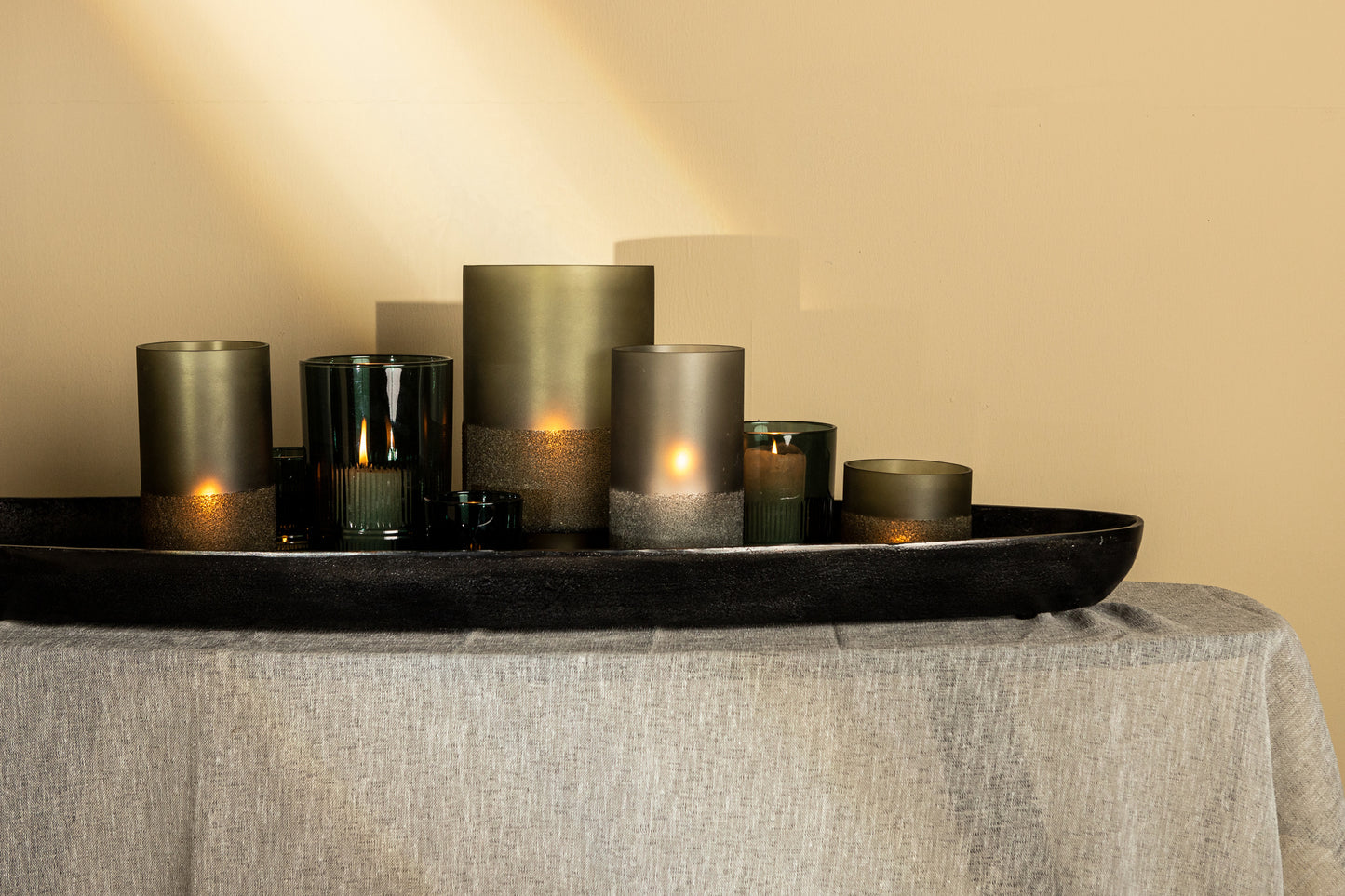 Miral Grey Glass Round Stormlight Frosted BottomS