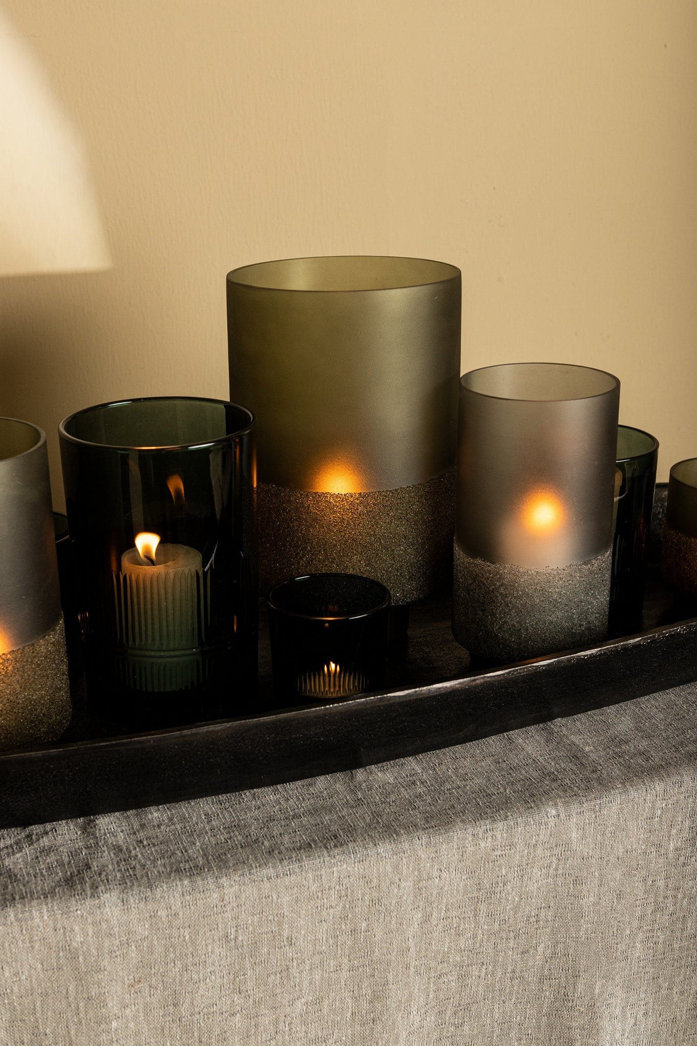 Miral Grey Glass Round Stormlight Frosted BottomL