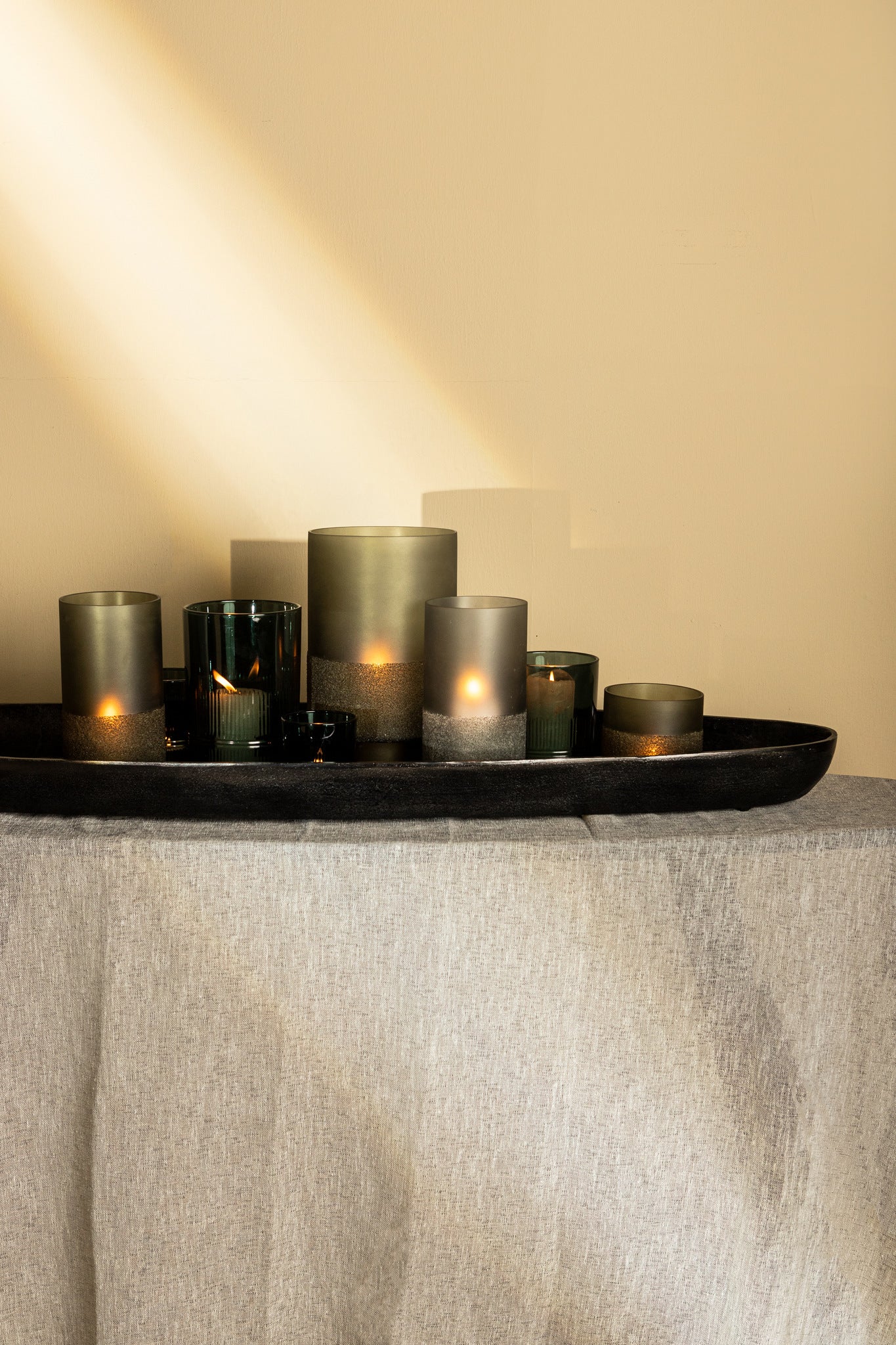 Miral Grey Glass Round Stormlight Frosted BottomL