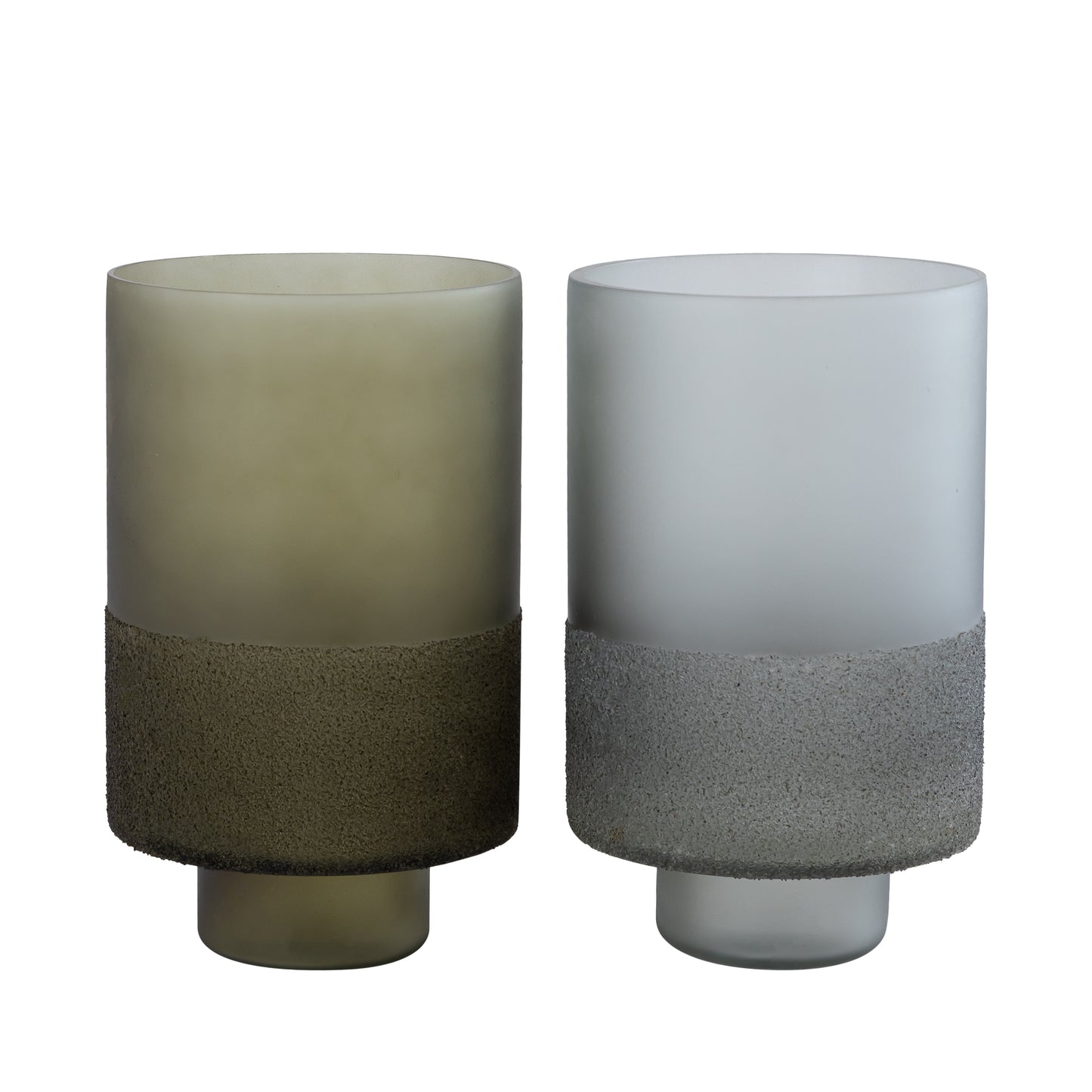 Miral Groen Glas Rond Windlicht Matglas Set van 4 Stuks 25x15x15 cm