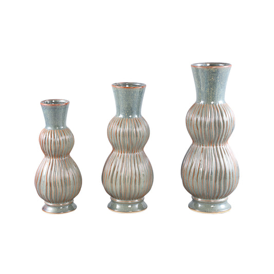 Oswald Blauwe Keramische Pot Hoog Met Bollen Set van 6 Stuks 35x15x15 cm
