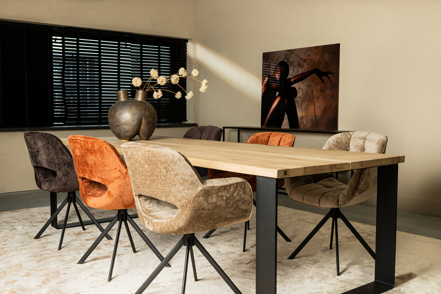 Link Dining Chair Berge 3032 Rust Fabric Metal Leg