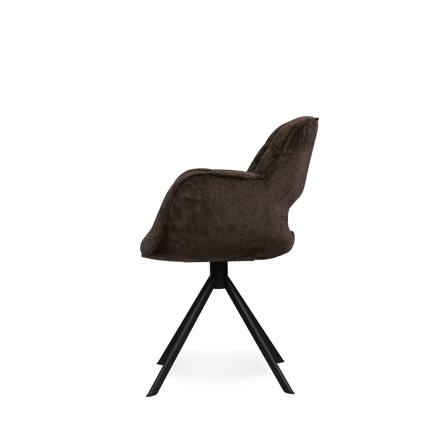 Link Dining Chair Dark Brown Fabric With Metal Legs