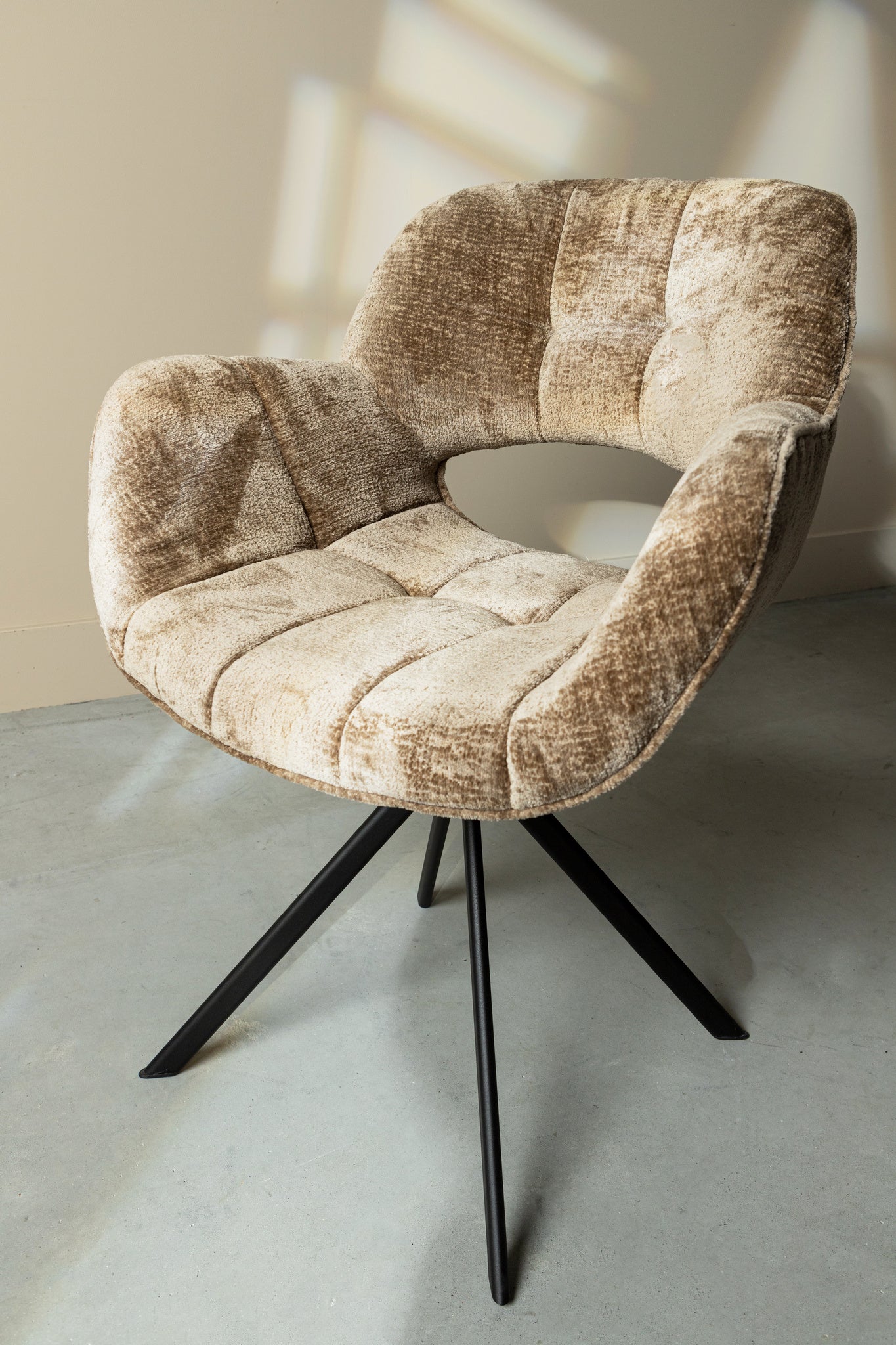 Link Dining Chair Beige Fabric With Metal Legs