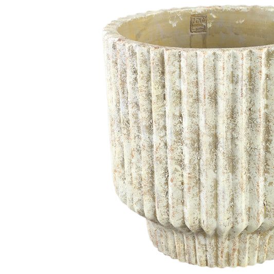 Gabriel Cream Cement Pot Round Lines  XXL