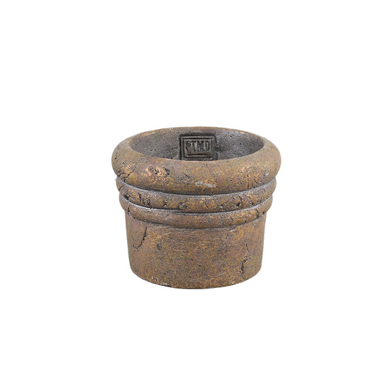 Helena Brown Cement Pot Round Rustic Gold Finish S