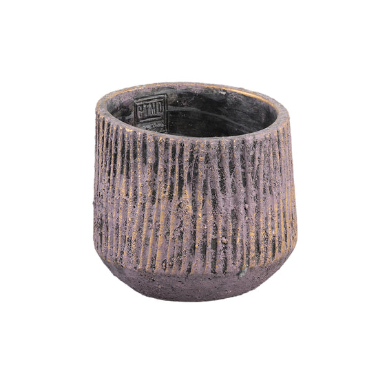 Holden Purple Cement Pot Round Gold Finish M