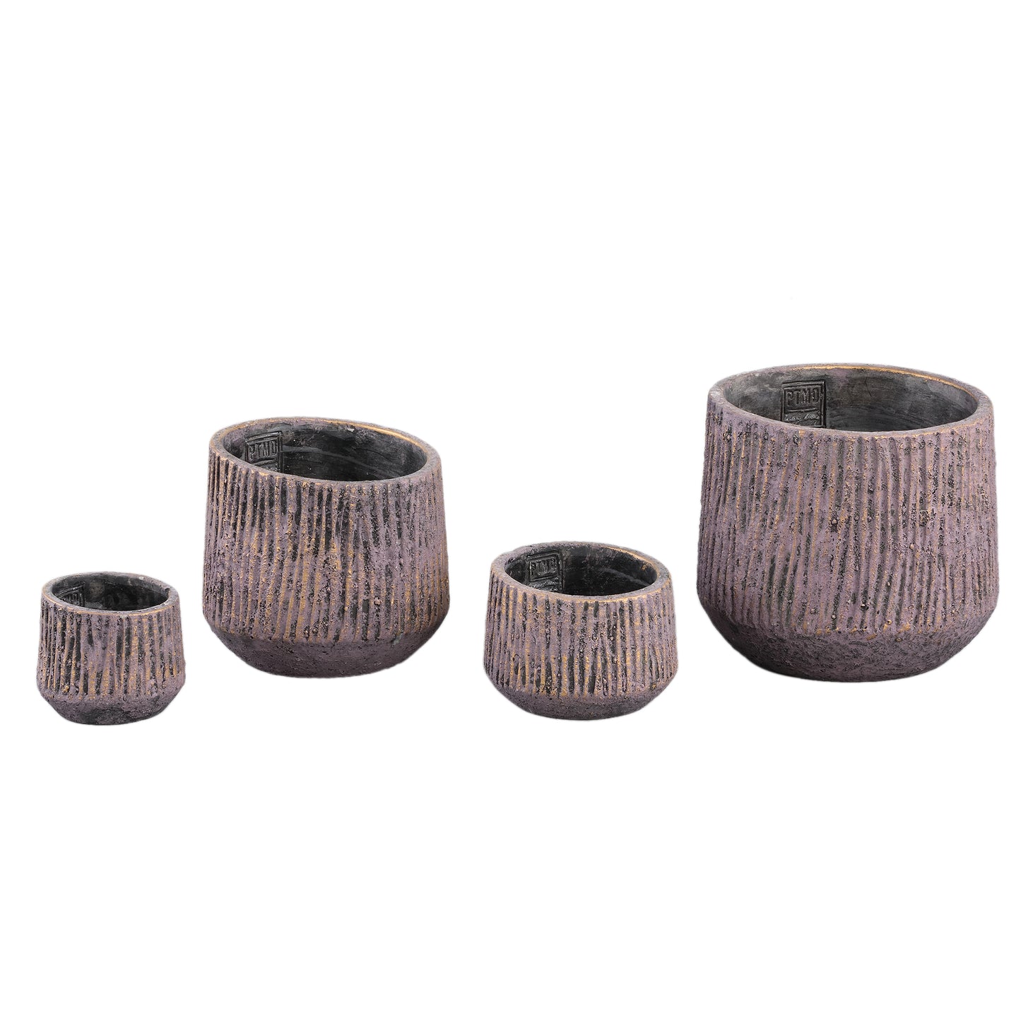 Holden Purple Cement Pot Round Gold Finish M