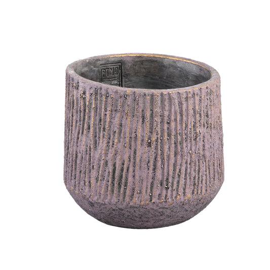Holden Purple Cement Pot Round Gold Finish L