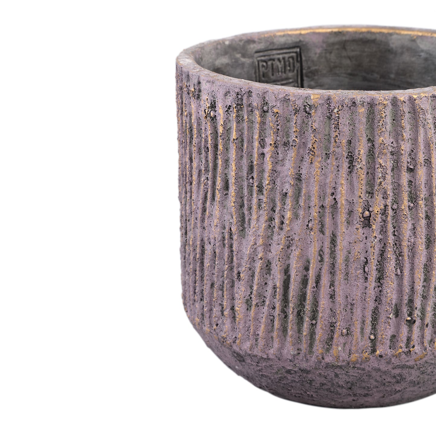 Holden Purple Cement Pot Round Gold Finish L