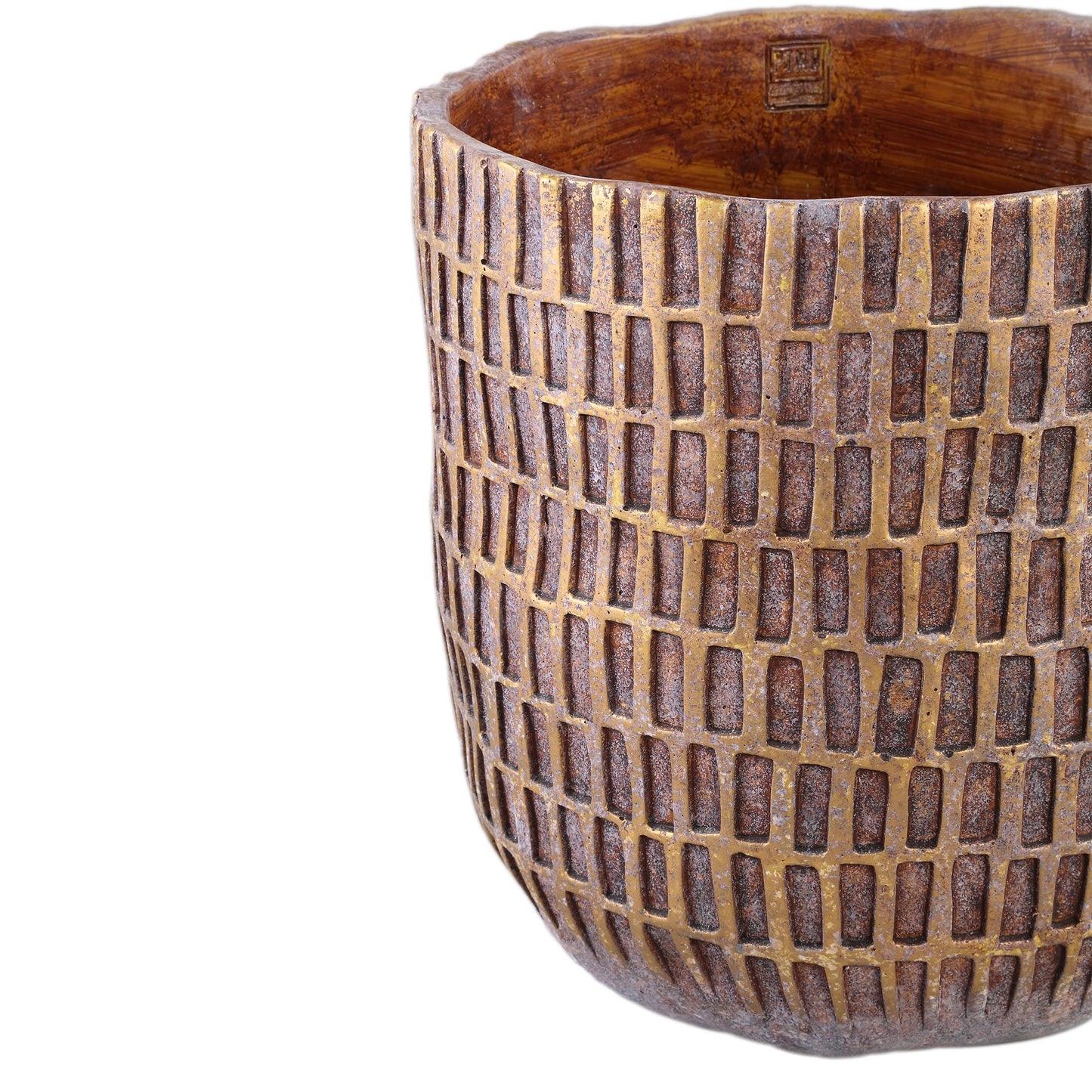 Vivienne Brown Cement Round Pot Rectangles XXL