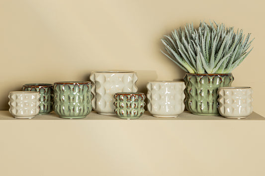 Delany Green Glazed Ceramic Pot 3D Triangle XS