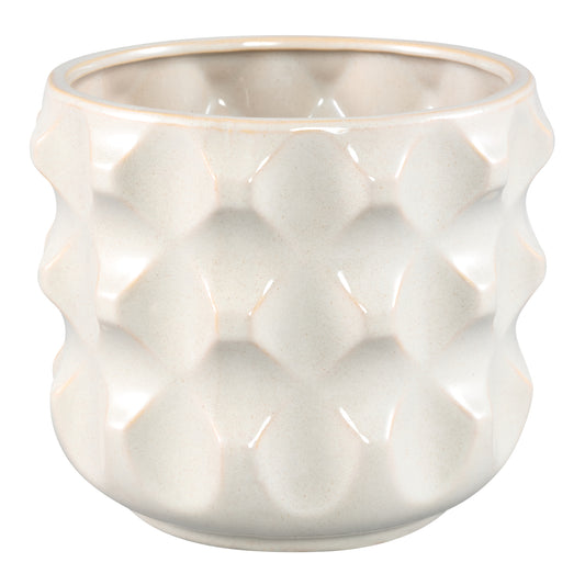 Delany Cream Glazed Ceramic Pot 3D Triangle L
