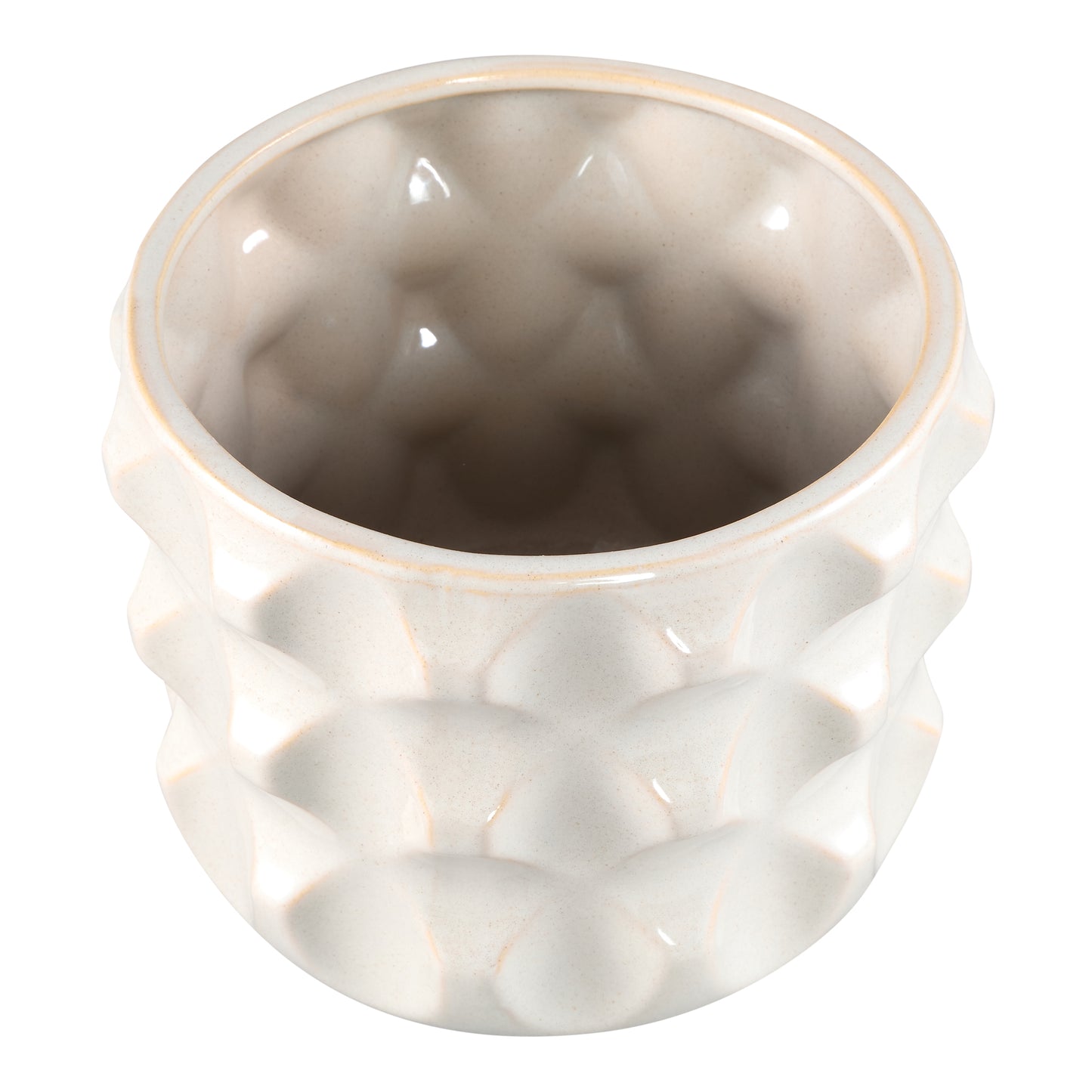 Delany Cream Glazed Ceramic Pot 3D Triangle L