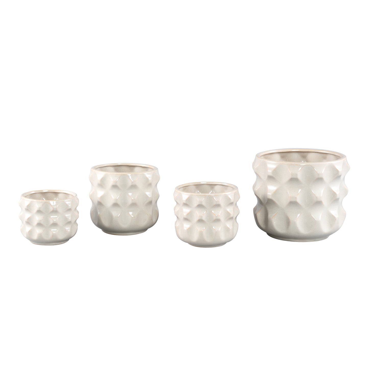 Delany Cream Glazed Ceramic Pot 3D Triangle L