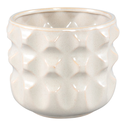 Delany Cream Glazed Ceramic Pot 3D Triangle S