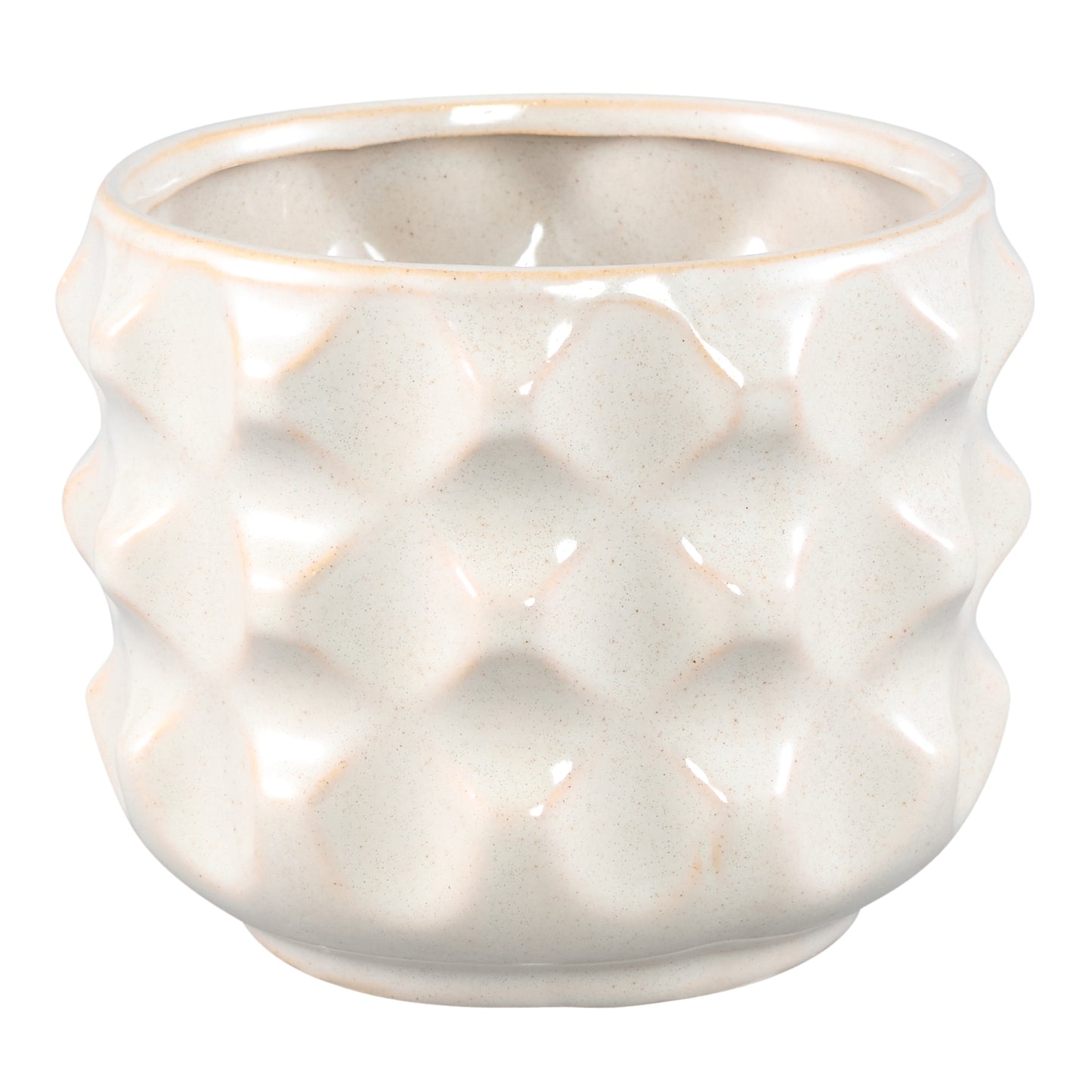 Delany Cream Glazed Ceramic Pot 3D Triangle XS