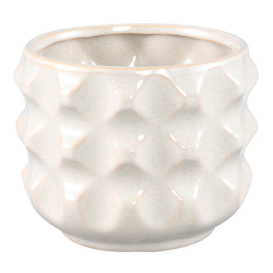 Delany Cream Glazed Ceramic Pot 3D Triangle XS