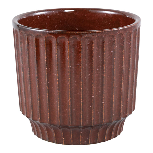 Hodor Bordeaux Glazed Ceramic Round Pot Lines L