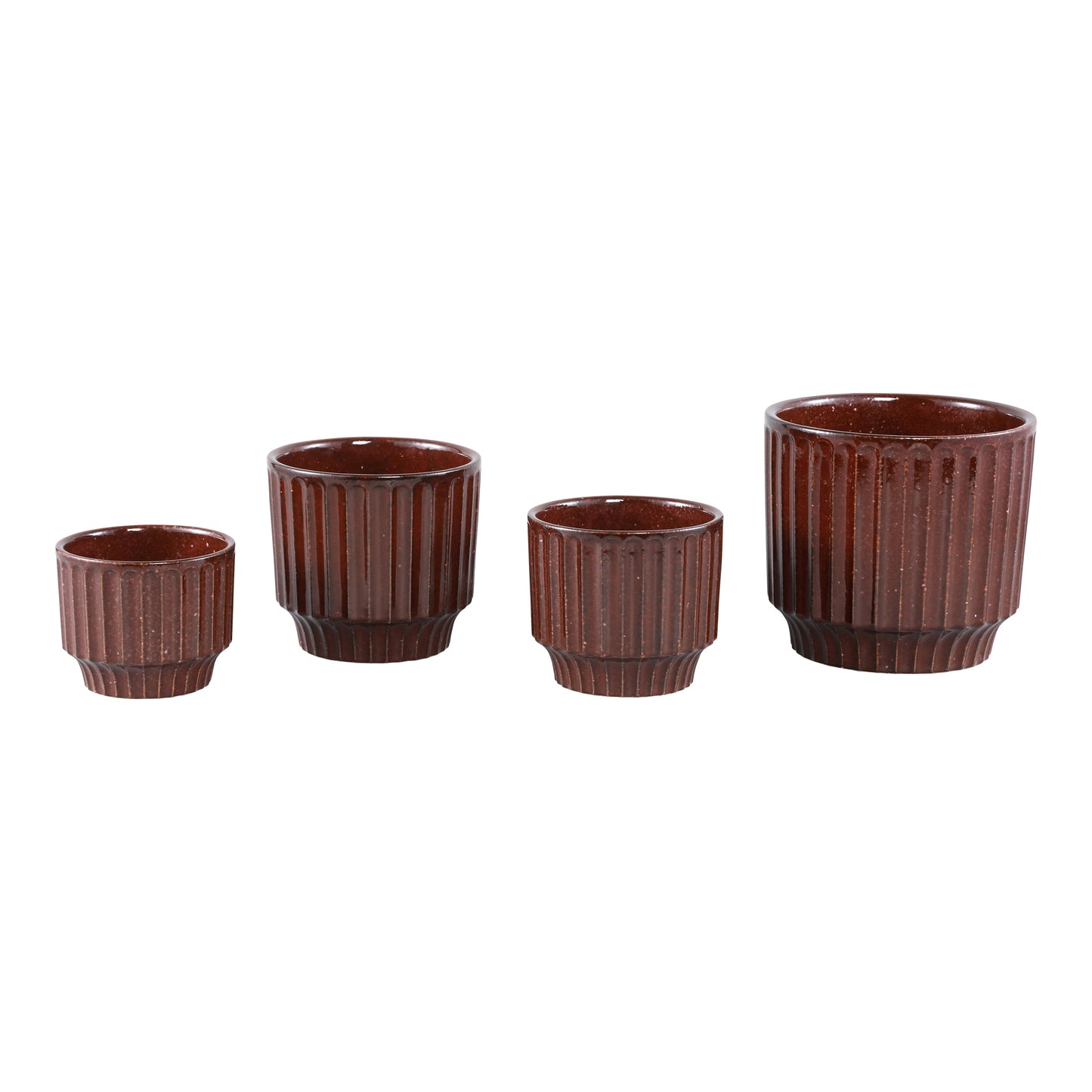 Hodor Bordeaux Glazed Ceramic Round Pot Lines L