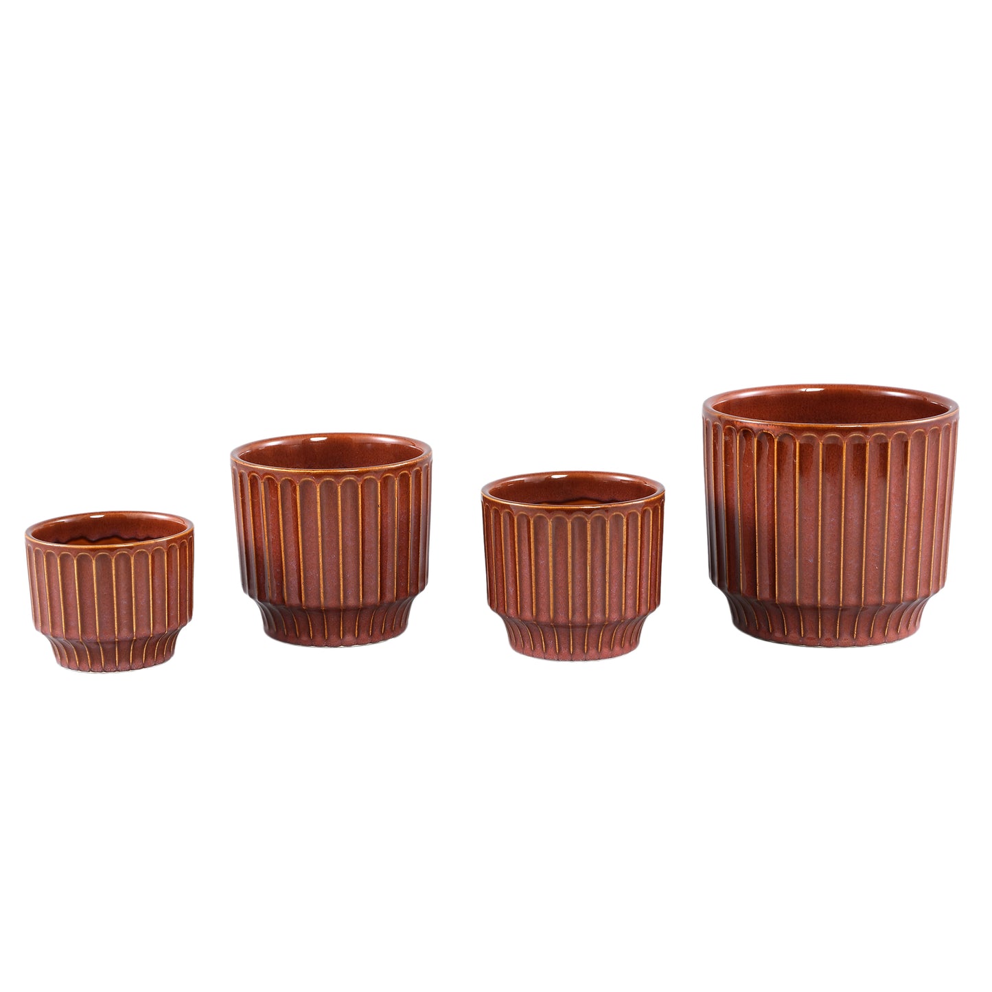 Hodor Rust Glazed Ceramic Round Pot Lines L