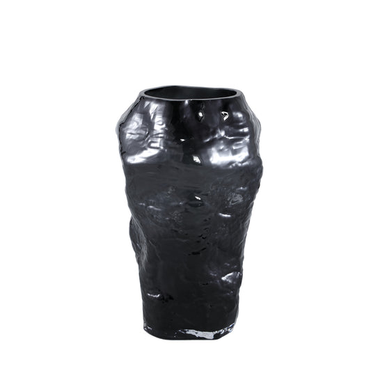 Riley Black Glass Vase Round Irregular Shape