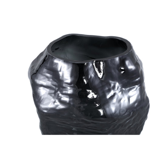 Riley Black Glass Vase Round Irregular Shape
