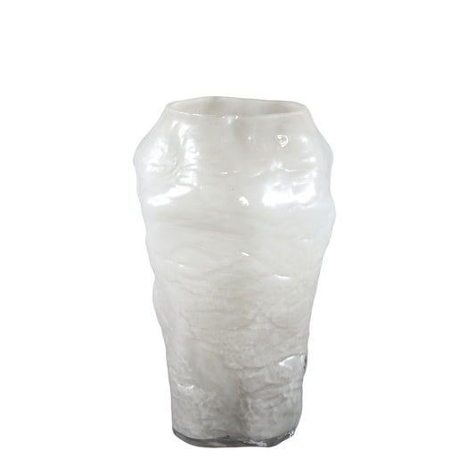 Riley White Glass Vase Round Irregular Shape