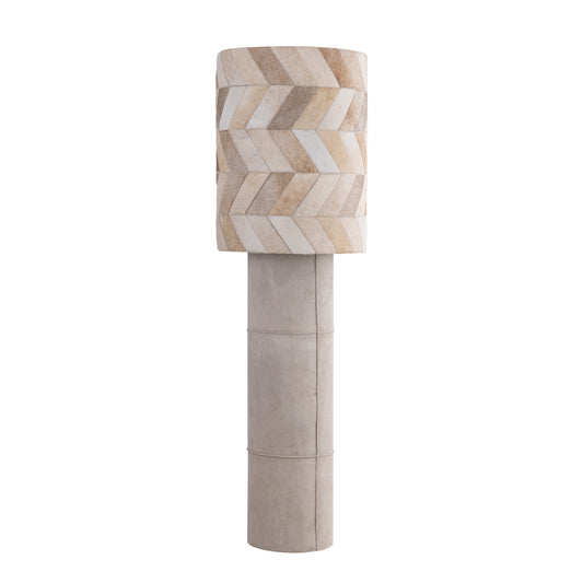 Joanne Beige Suede Floor Lamp Patch Cowhair Shade